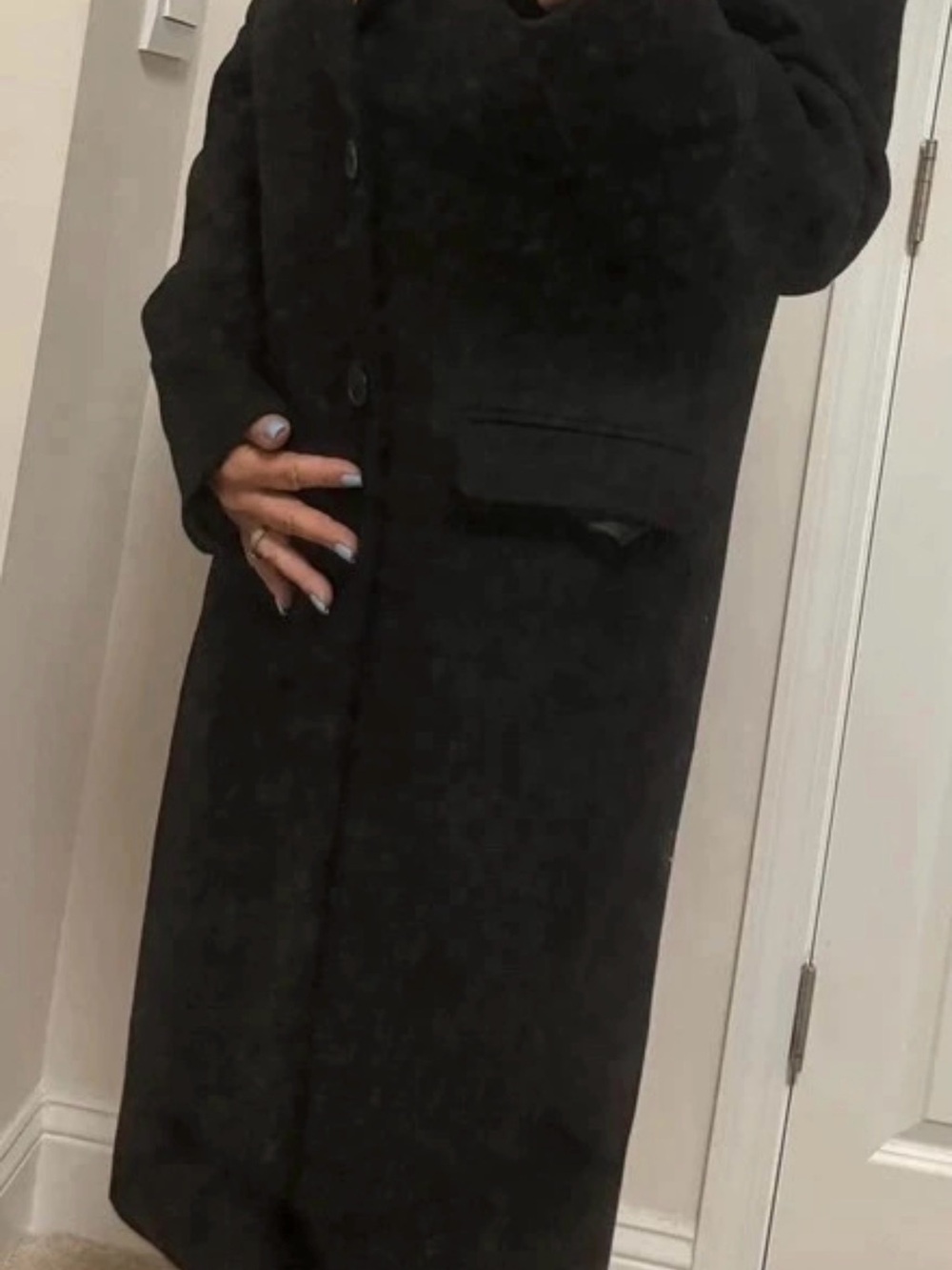 Zara Black Long Wool Pea Coat